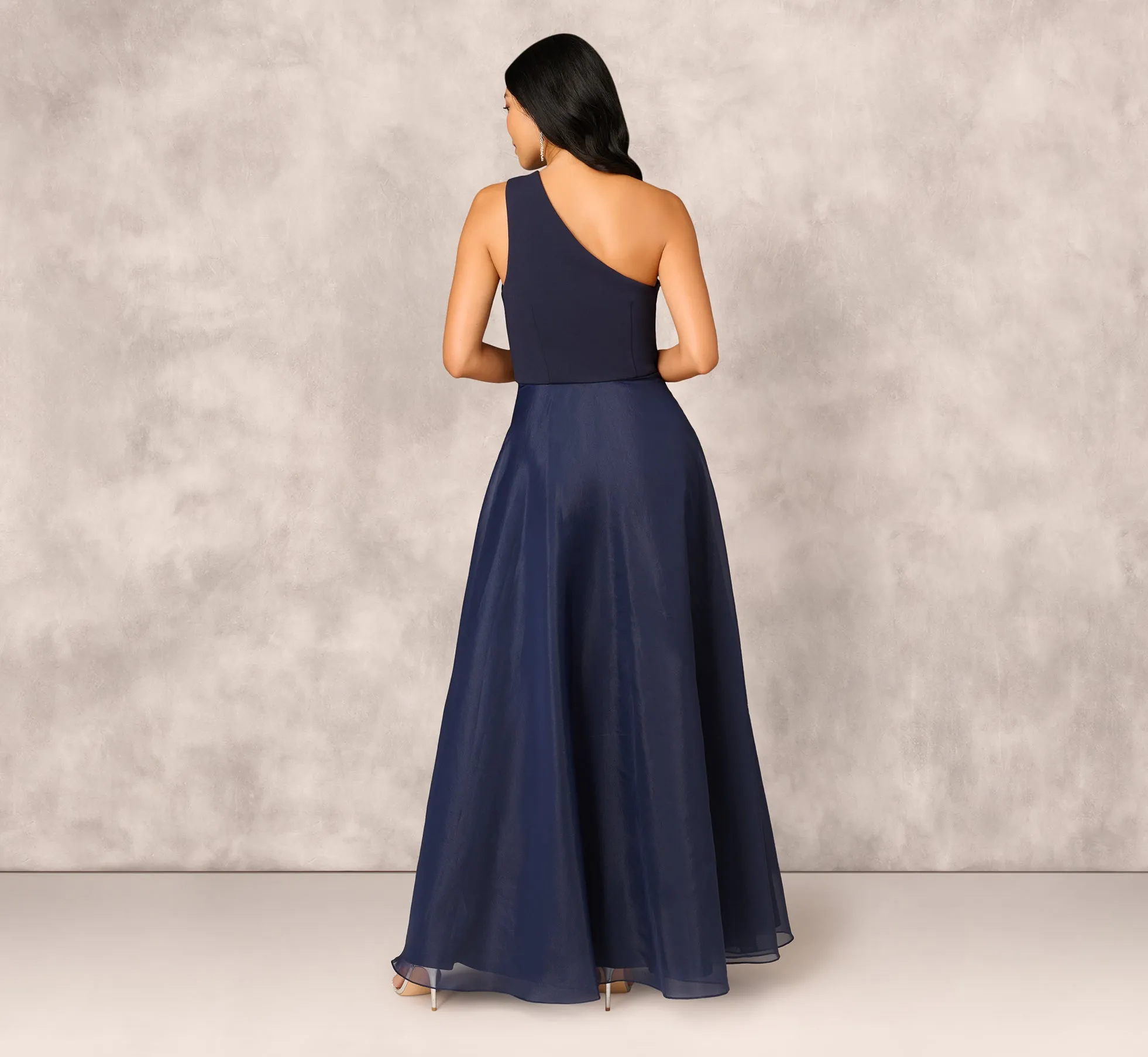 Draped Organza One Shoulder Ballgown In Twilight sold by Adrianna Papell product image thumbnail 4
