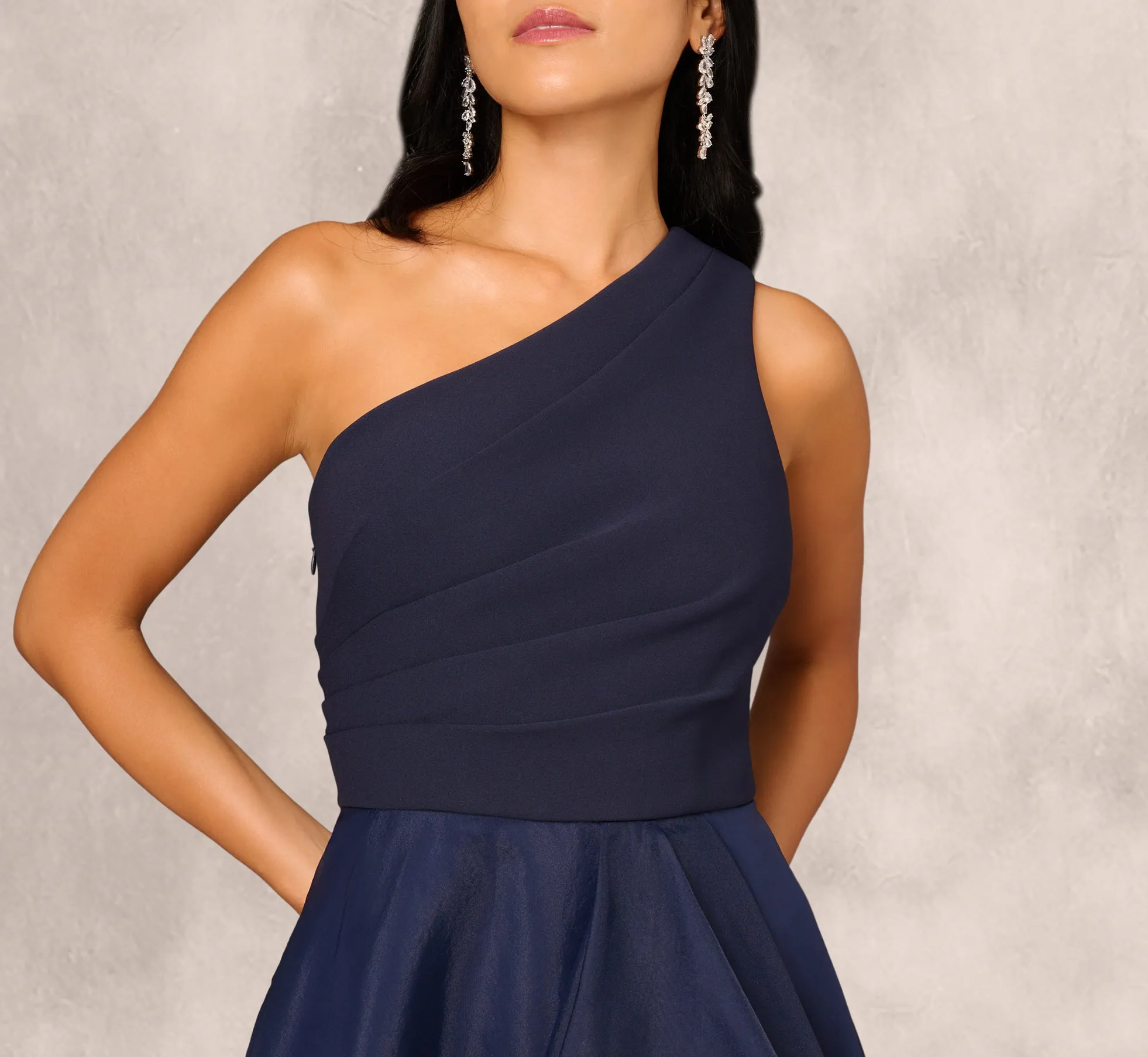 Draped Organza One Shoulder Ballgown In Twilight sold by Adrianna Papell product image thumbnail 3