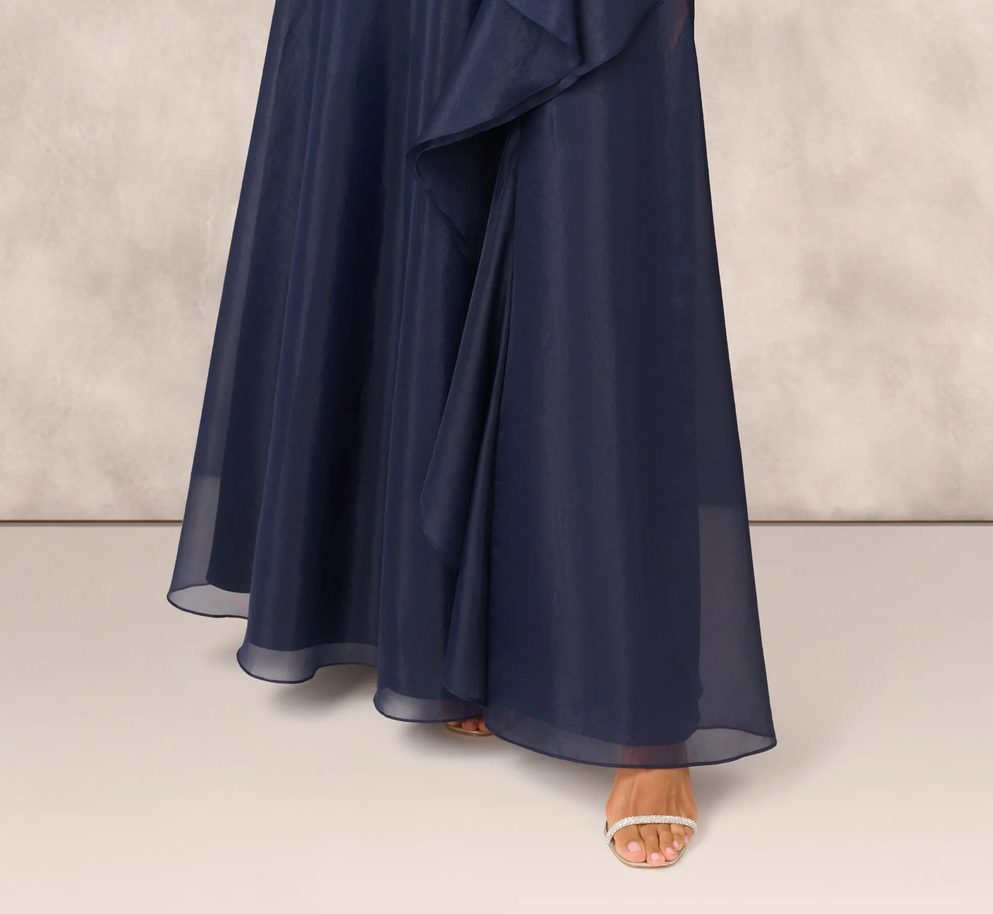 Draped Organza One Shoulder Ballgown In Twilight sold by Adrianna Papell product image thumbnail 5