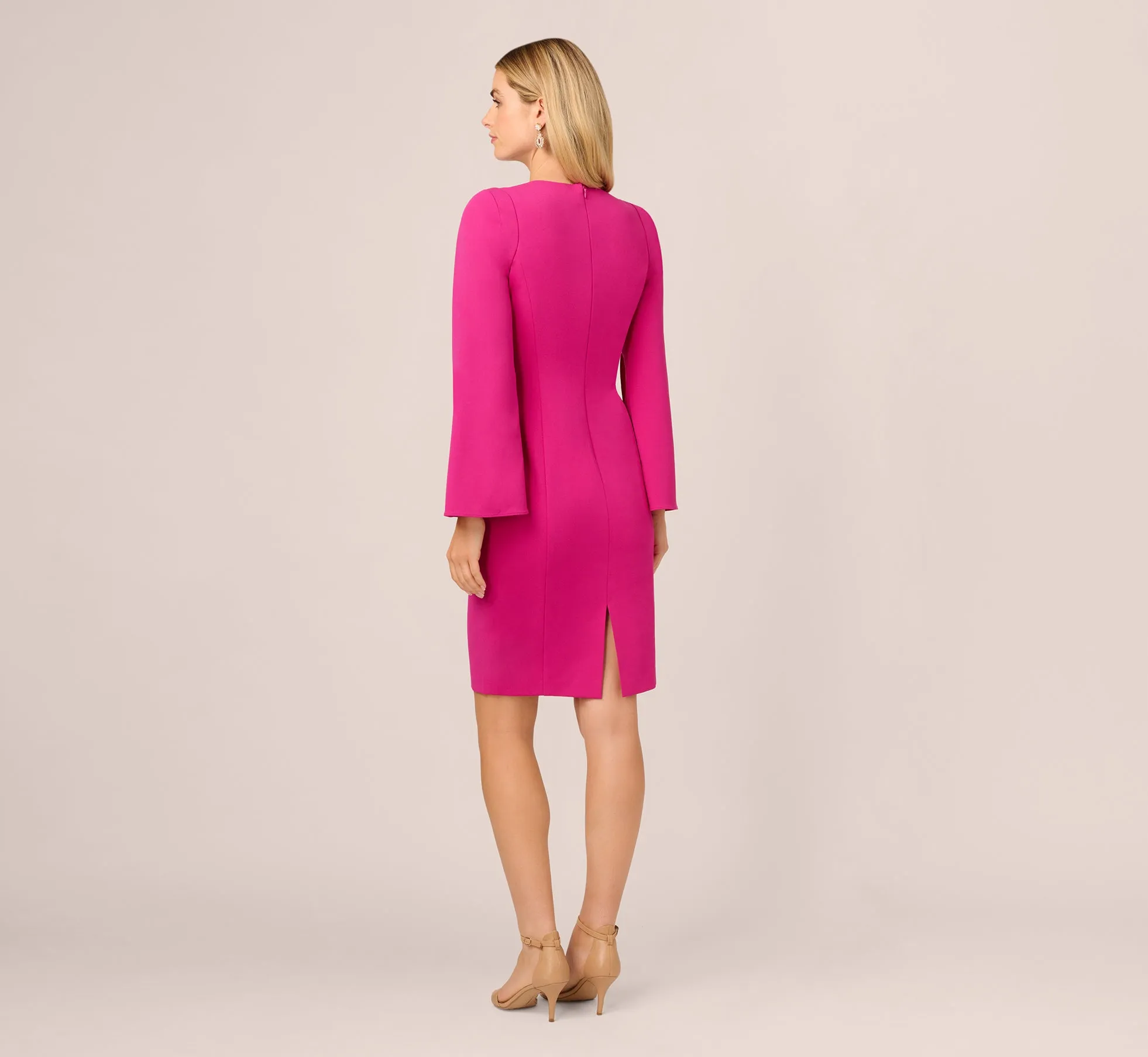Knit Crepe Jewel Short Dress In Berry Rose sold by Adrianna Papell product image thumbnail 5
