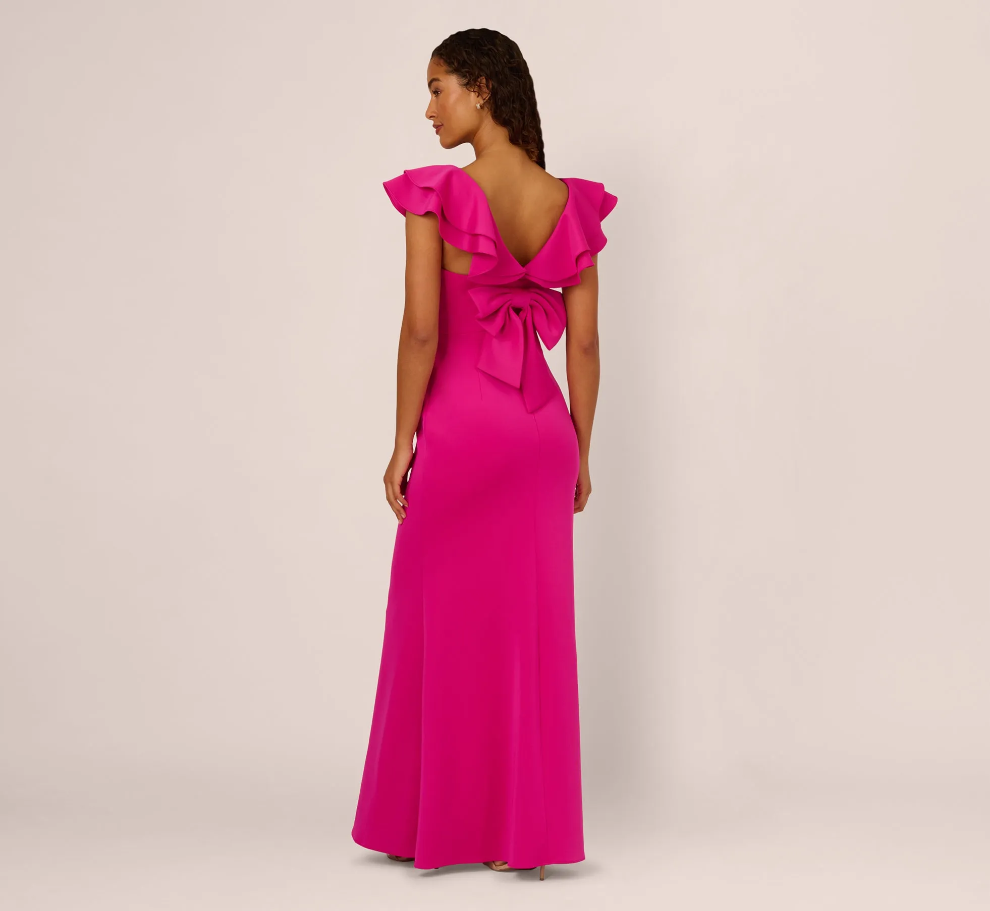 Flutter Sleeve Mermaid Gown In Fuchsia sold by Adrianna Papell product image thumbnail 4
