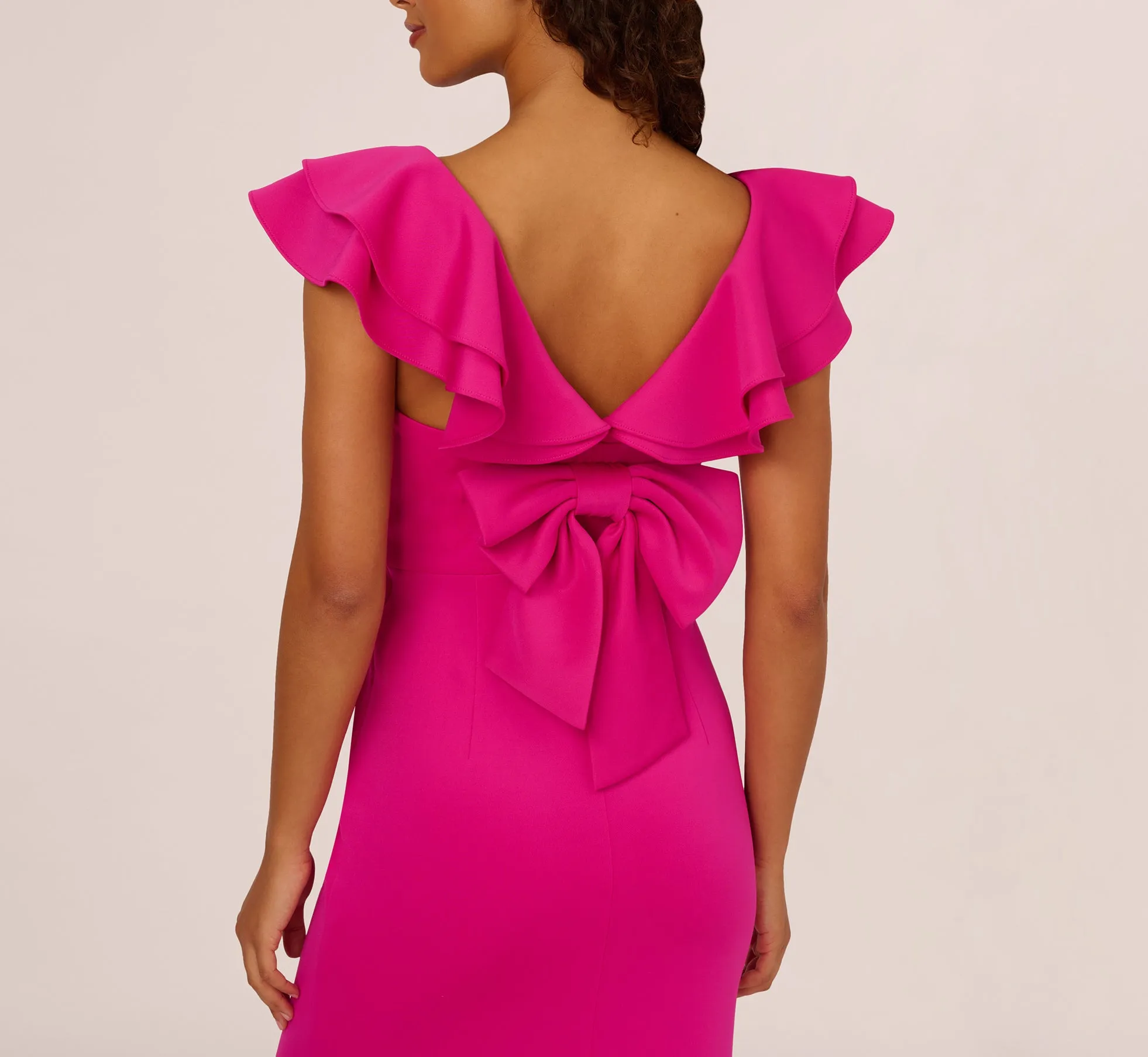 Flutter Sleeve Mermaid Gown In Fuchsia sold by Adrianna Papell product image thumbnail 5