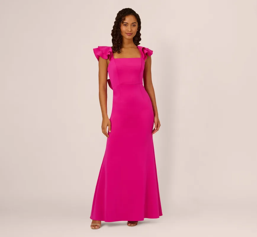 Flutter Sleeve Mermaid Gown In Fuchsia sold by Adrianna Papell