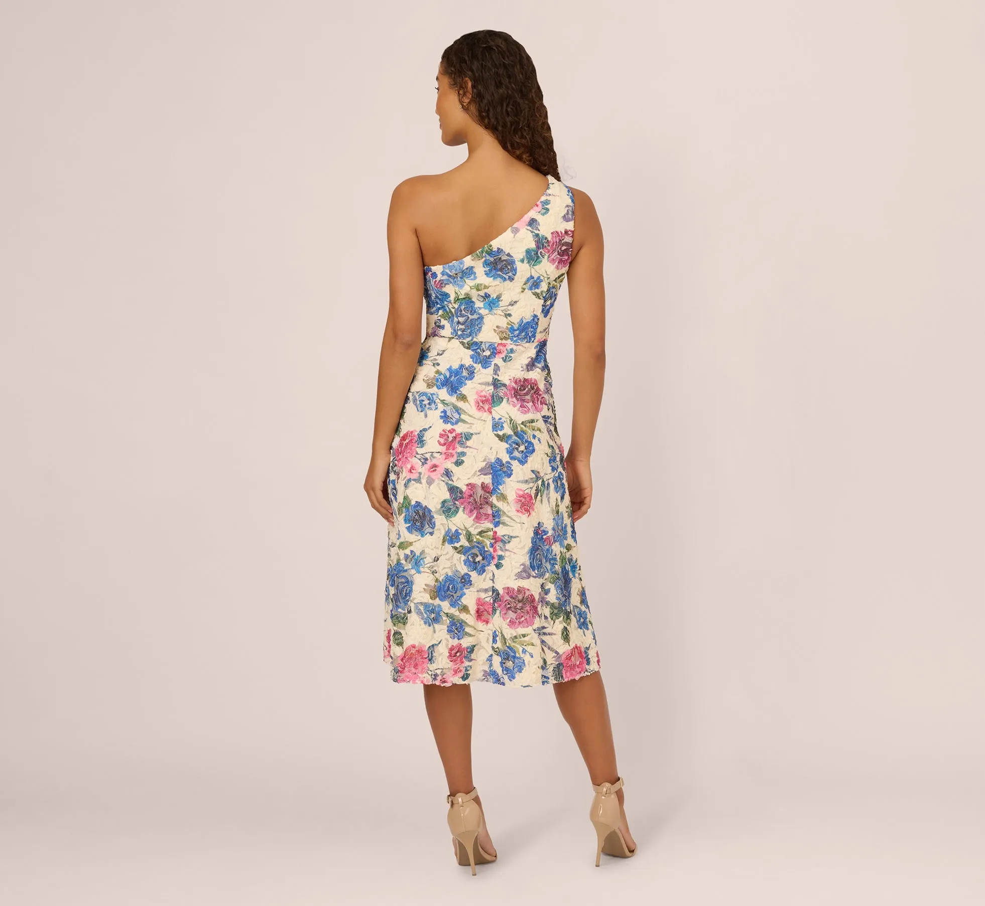 One Shoulder Floral Soutache Midi Dress In Alabaster Multi sold by Adrianna Papell product image thumbnail 4