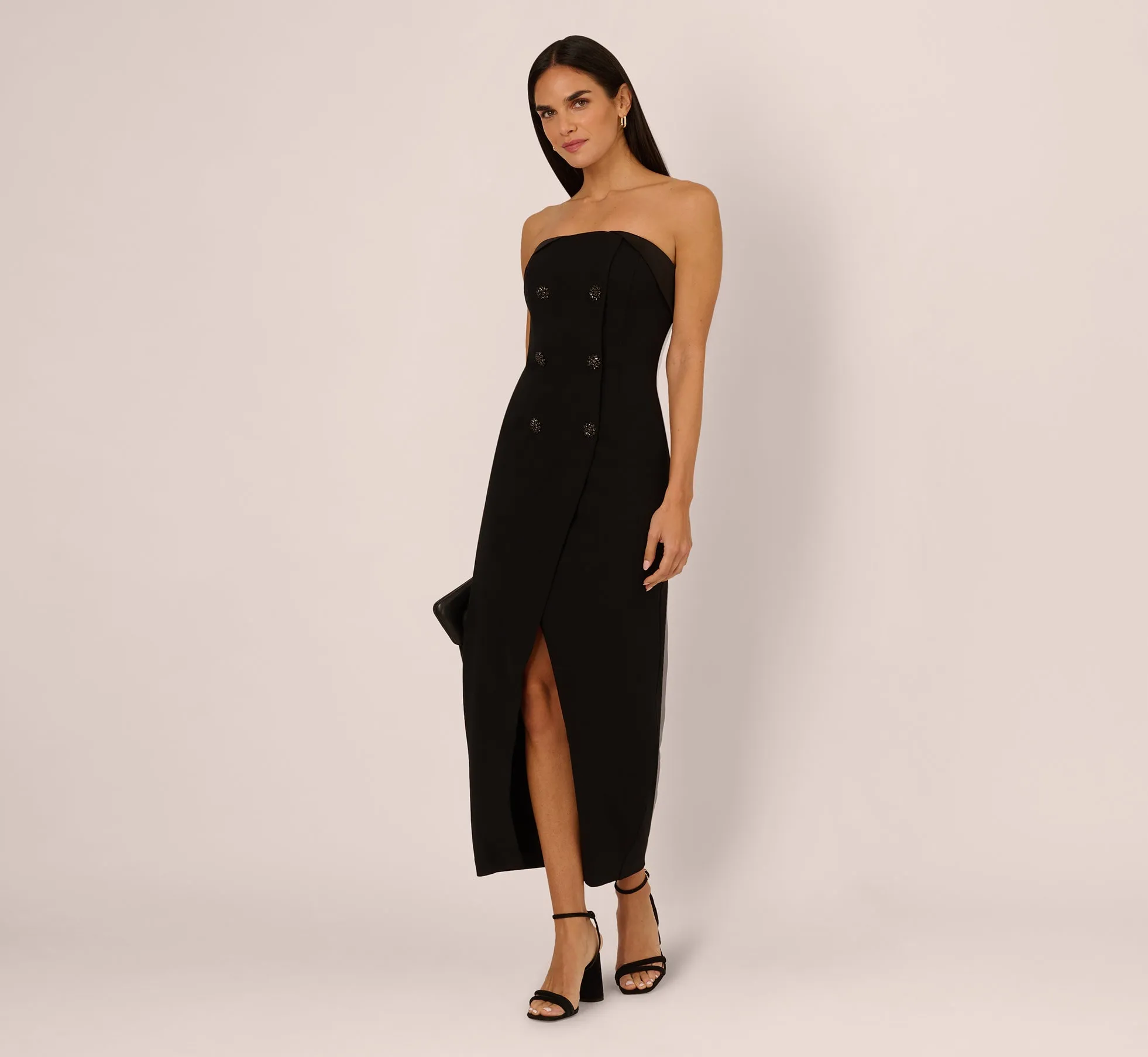 Strapless Knit Crepe Blazer Midi Dress In Black sold by Adrianna Papell product image thumbnail 2