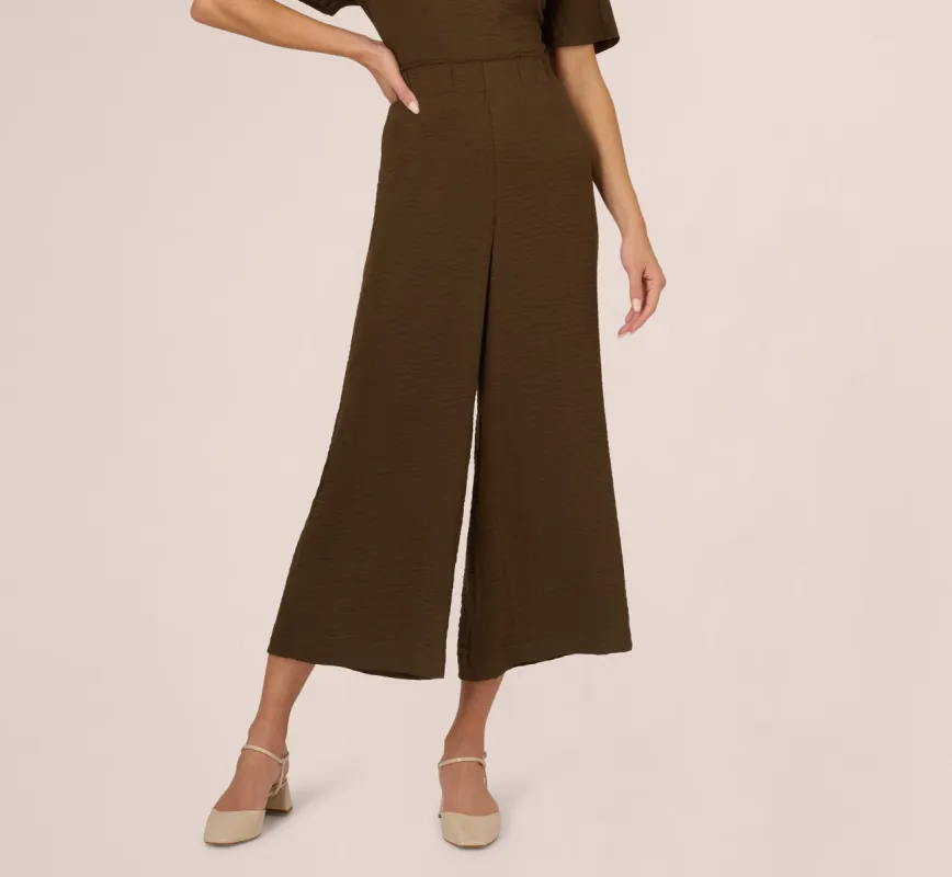 Wide Leg Crinkle Pull On Cropped Pant In Chocolate Walnut sold by Adrianna Papell