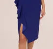 One Shoulder Ruffle Midi Sheath Dress In Dark Blue Violet sold by Adrianna Papell