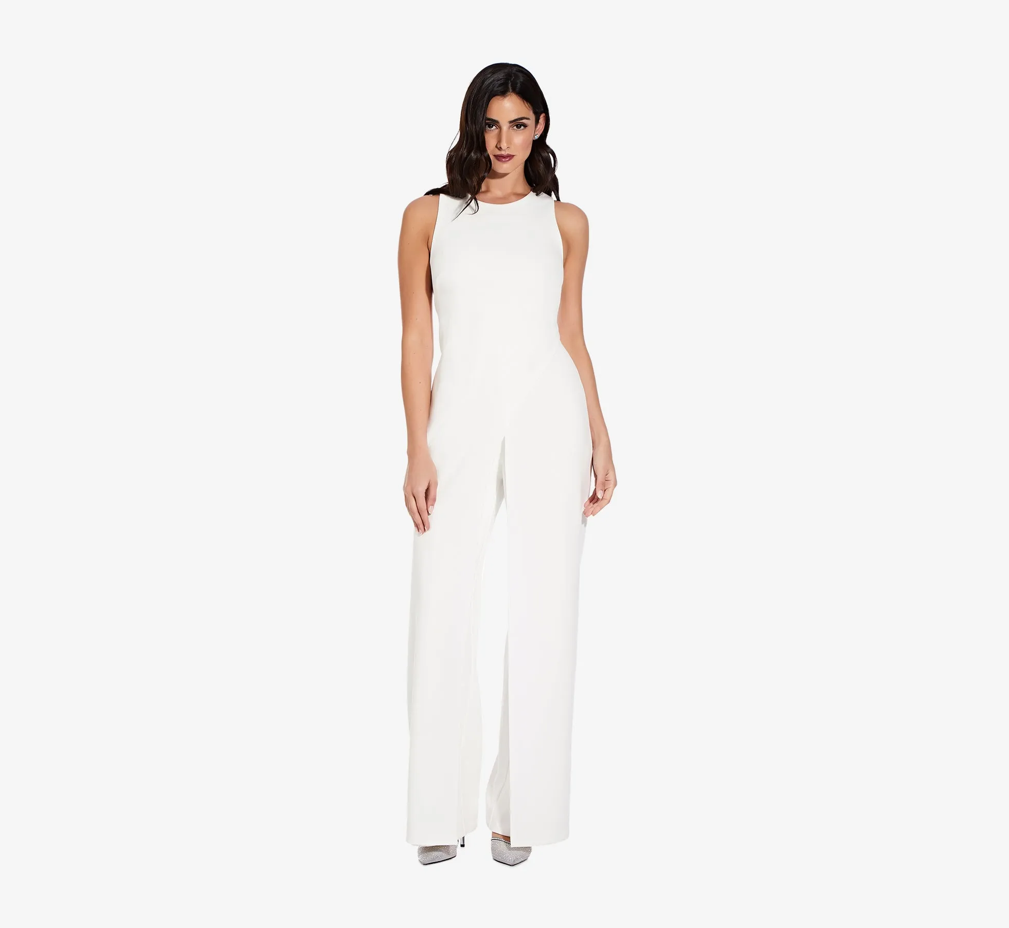 Sleeveless Asymmetrical Jumpsuit In Ivory sold by Adrianna Papell
