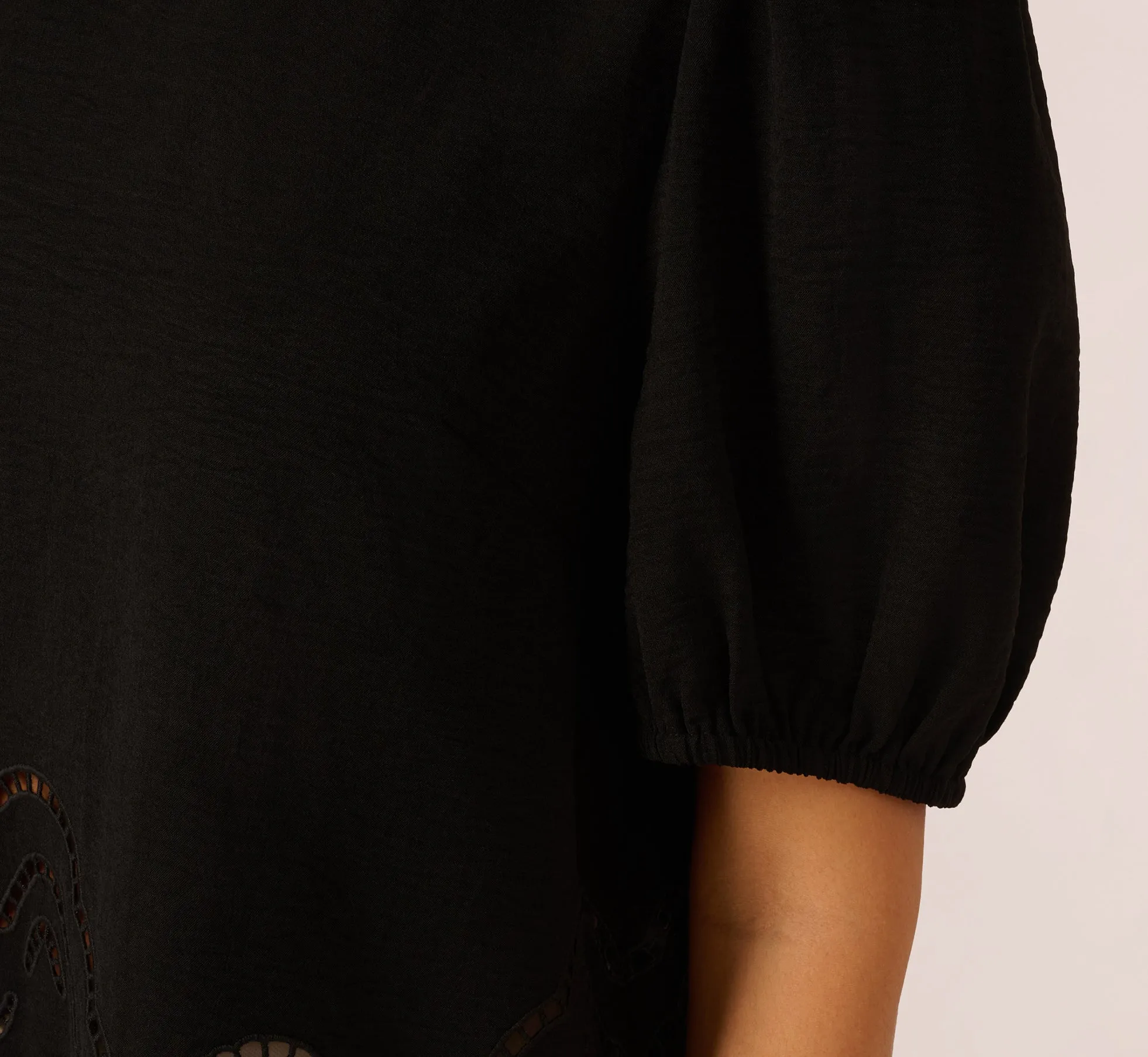 Airflow Eyelet Embroidered Woven Crop Top In Black sold by Adrianna Papell product image thumbnail 4