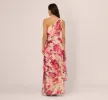 One Shoulder Floral Chiffon Tiered Gown In Alabaster Multi sold by Adrianna Papell