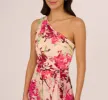 One Shoulder Floral Chiffon Tiered Gown In Alabaster Multi sold by Adrianna Papell
