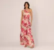 One Shoulder Floral Chiffon Tiered Gown In Alabaster Multi sold by Adrianna Papell