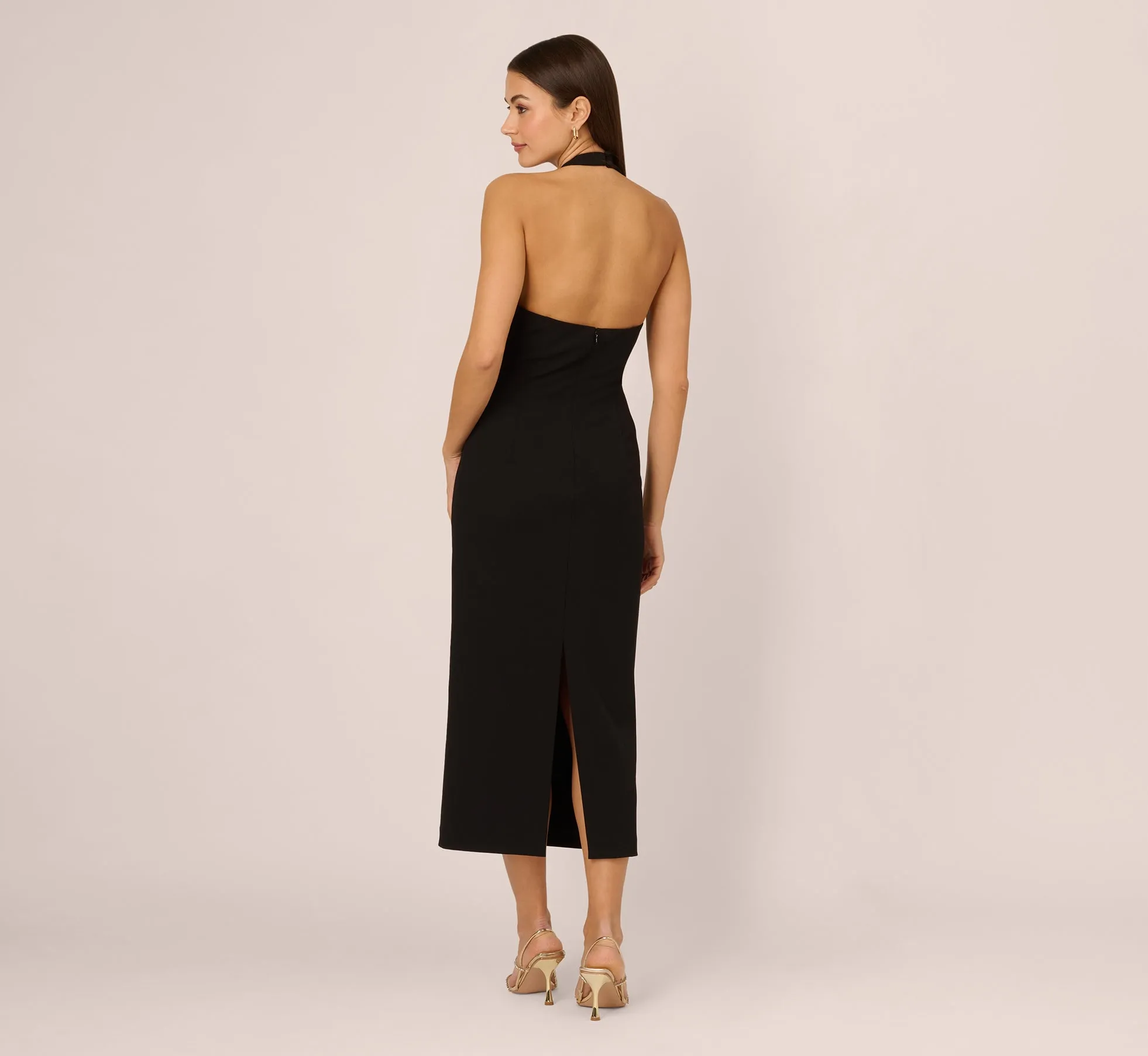 Halter Buckle Detail Midi Dress In Black sold by Adrianna Papell product image thumbnail 4
