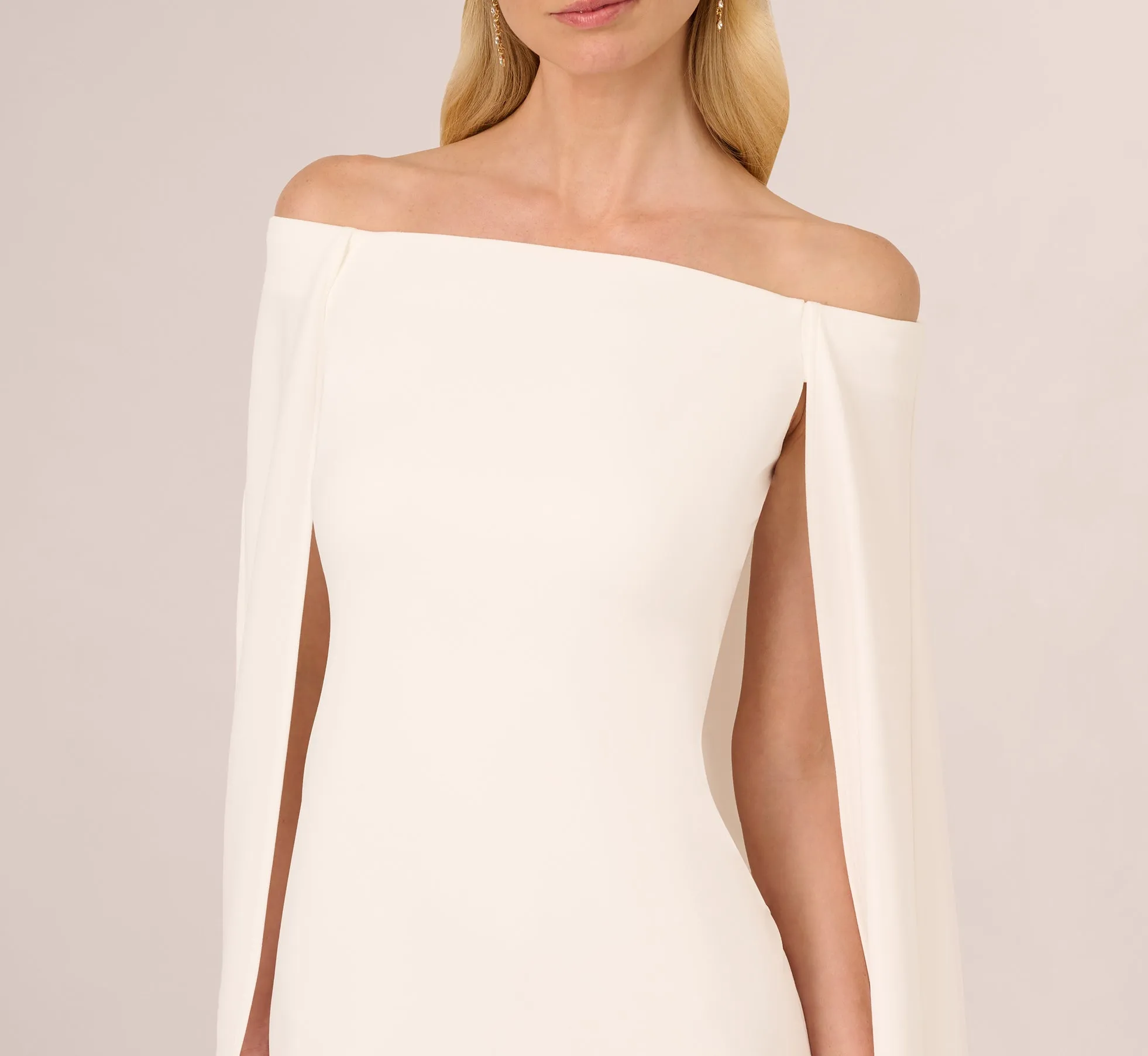 Off The Shoulder Cape Dress In Ivory sold by Adrianna Papell product image thumbnail 5