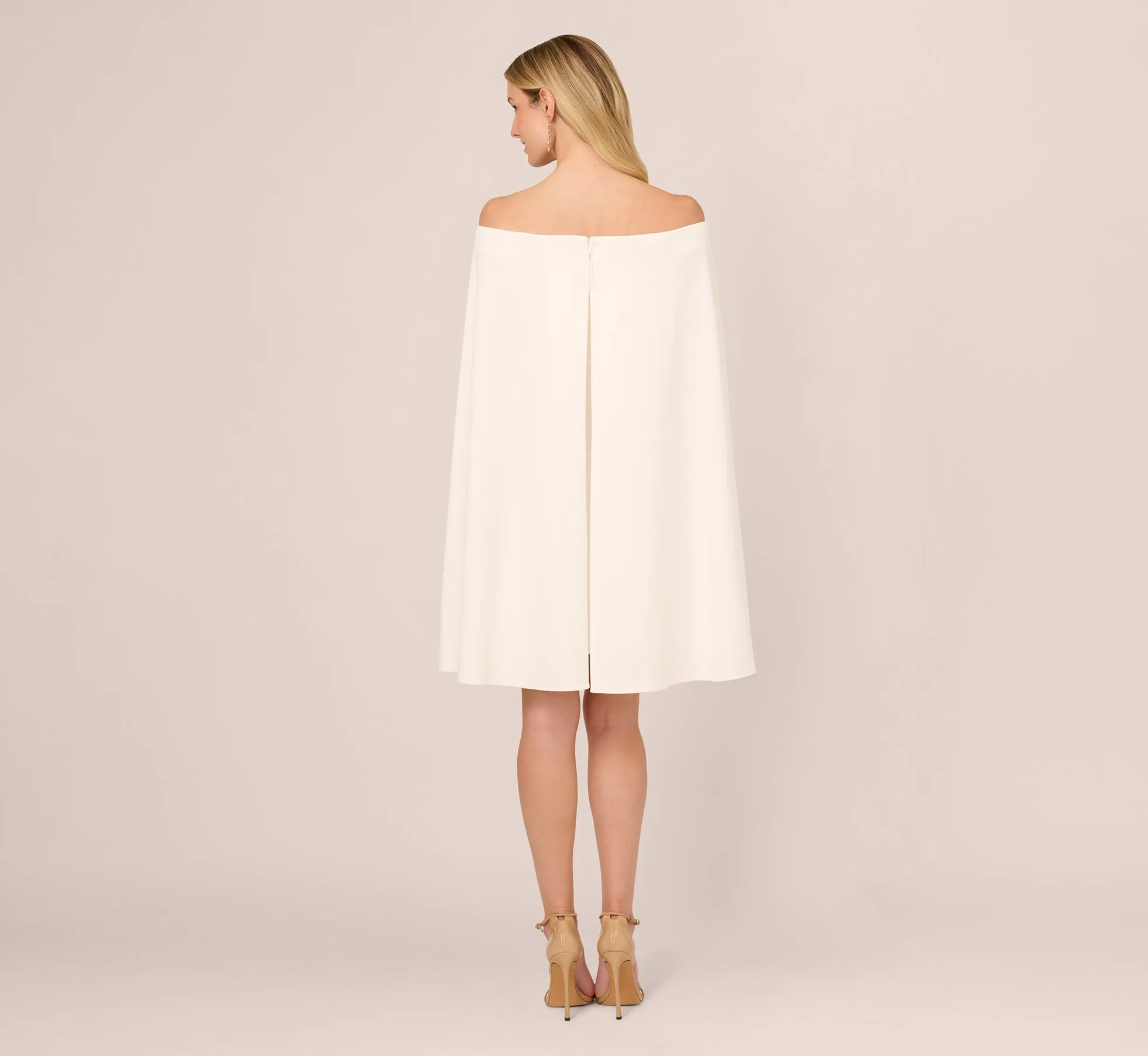 Off The Shoulder Cape Dress In Ivory sold by Adrianna Papell product image thumbnail 4