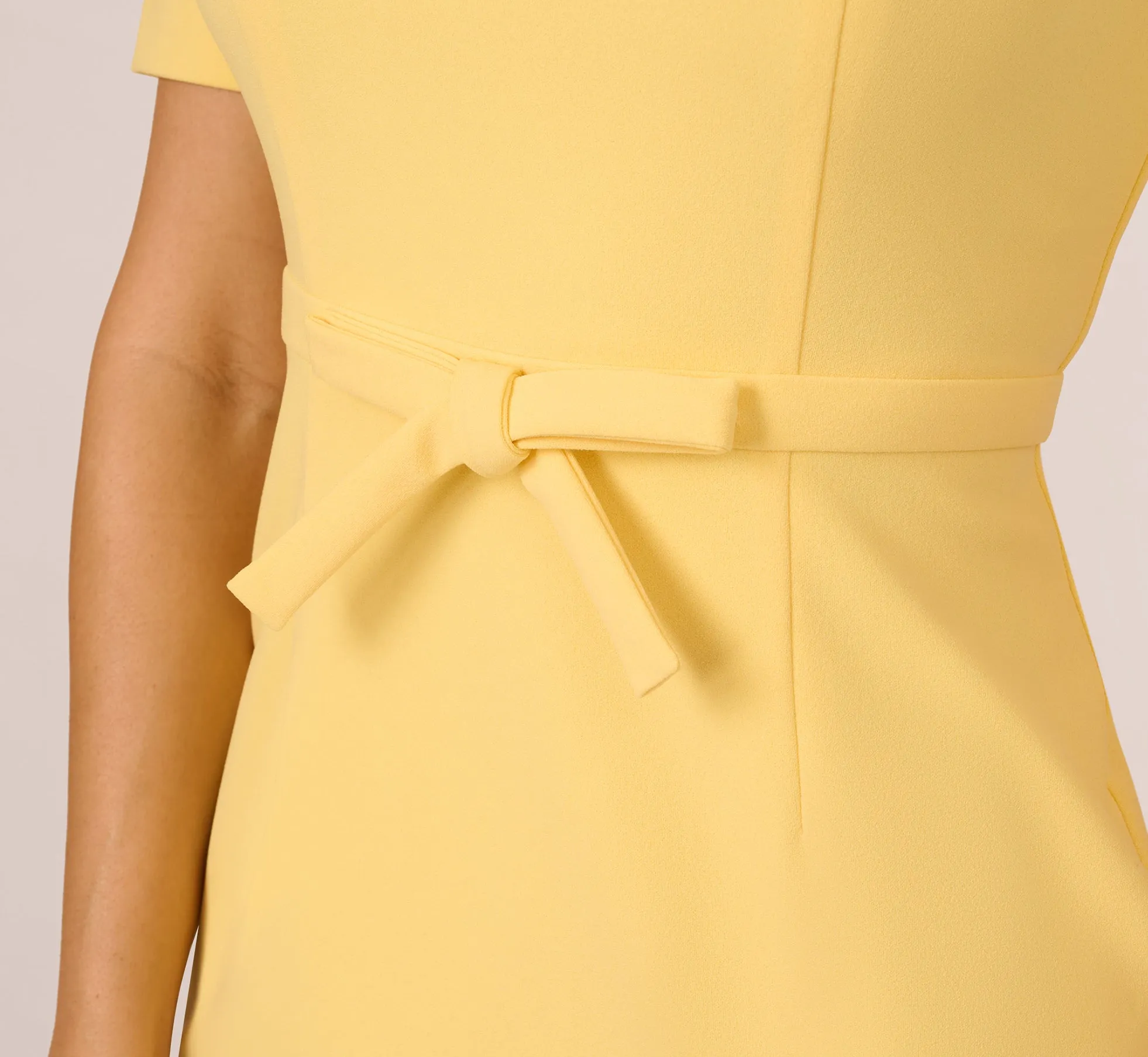 Short Sleeve Bow Waist Sheath Dress In Warm Sun sold by Adrianna Papell product image thumbnail 5