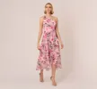 Floral Print Organza Midi Dress With One Shoulder Neckline In Pink Multi sold by Adrianna Papell