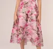 Floral Print Organza Midi Dress With One Shoulder Neckline In Pink Multi sold by Adrianna Papell