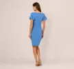 Crepe Faux Wrap Sheath Dress With Floral Accent Short Sleeves In Cool Water sold by Adrianna Papell