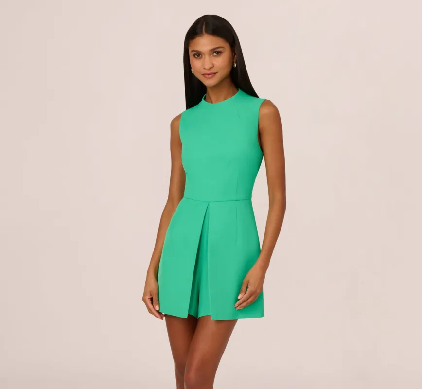 Sleeveless Romper With Peplum Hem In Flora Green sold by Adrianna Papell