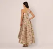 One Shoulder Metallic Floral Jacquard High Low Gown In Pink Green Multi sold by Adrianna Papell