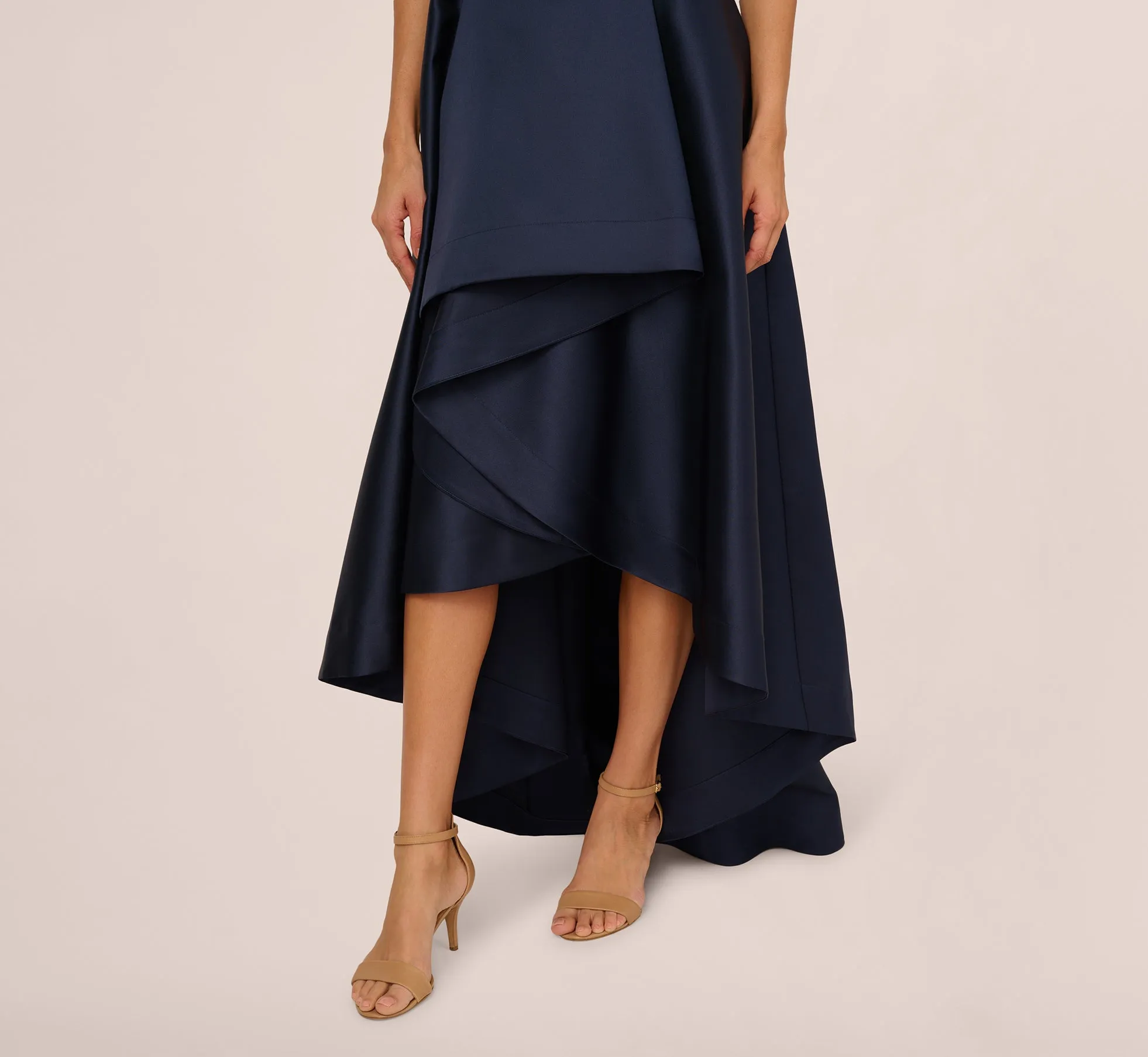One Shoulder Draped Mikado High Low Gown In Midnight sold by Adrianna Papell product image thumbnail 5