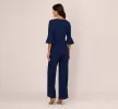 Knit Crepe Wide Leg Jumpsuit With Bell Sleeves In Navy Sateen sold by Adrianna Papell