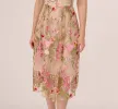 Halter Floral Embroidered Illusion Midi Dress In Pink Multi sold by Adrianna Papell