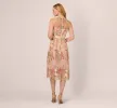 Halter Floral Embroidered Illusion Midi Dress In Pink Multi sold by Adrianna Papell