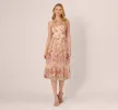 Halter Floral Embroidered Illusion Midi Dress In Pink Multi sold by Adrianna Papell