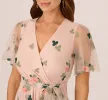 Floral Embroidered Maxi Dress With Sheer Flutter Sleeves In Blush Multi sold by Adrianna Papell
