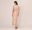 Floral Embroidered Maxi Dress With Sheer Flutter Sleeves In Blush Multi sold by Adrianna Papell
