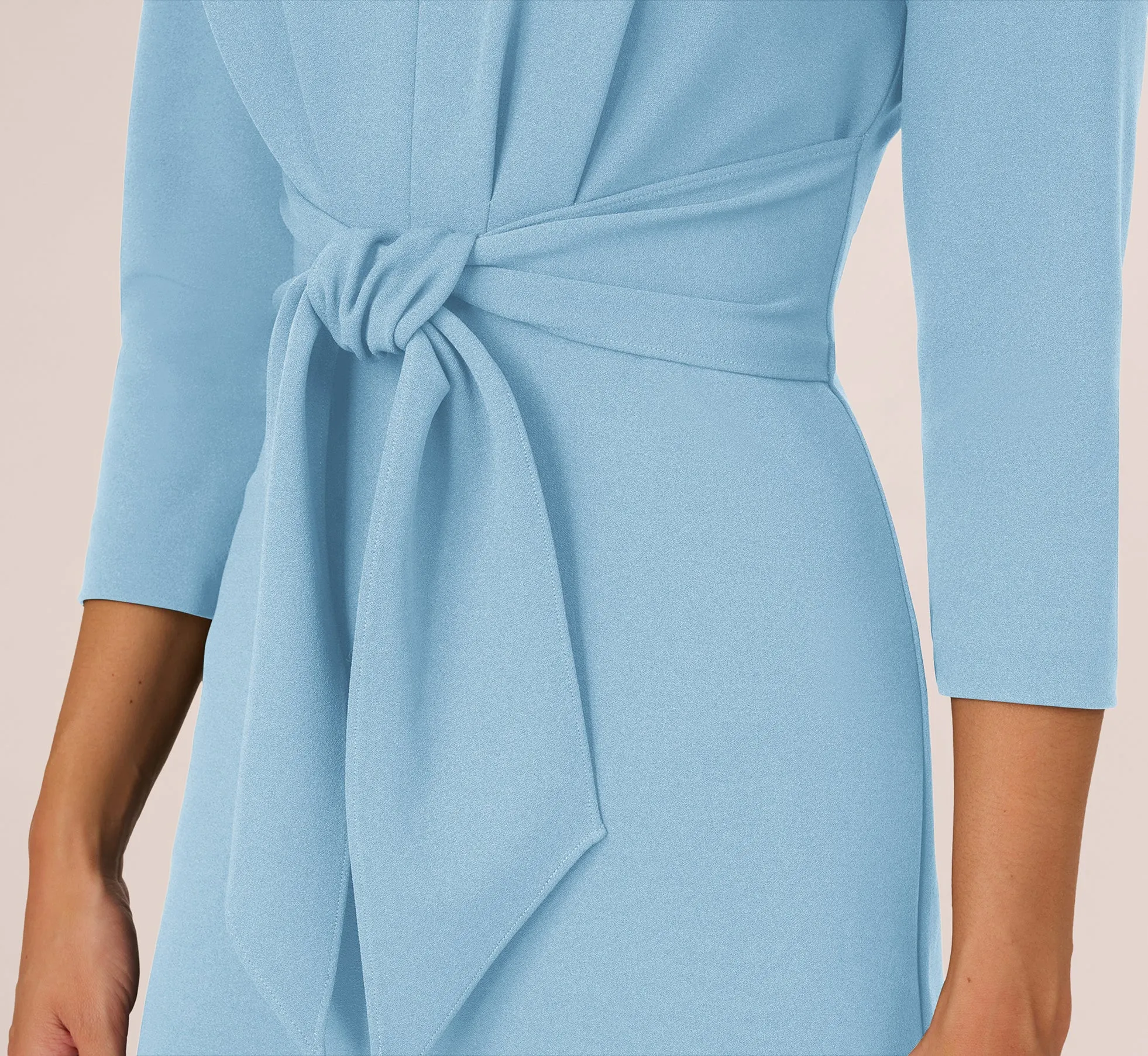 Three Quarter Sleeve Pleated Midi Dress With Tie Waist In Blue Mist sold by Adrianna Papell product image thumbnail 3