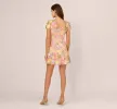 Floral Embroidered Flounce Dress With Sheer Short Sleeves In Nude Multi sold by Adrianna Papell