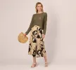 Floral Print Gaucho Pant In Khaki Black Sunset Floral sold by Adrianna Papell
