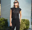 Wide Leg Airflow Pant And Sheer Soutache Vest Set In Black sold by Adrianna Papell