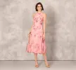 Sleeveless Embroidered Side Flounce Midi Dress In Pink Multi sold by Adrianna Papell