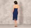Sleeveless Beaded Organza Hem Halter Midi Dress In Navy sold by Adrianna Papell