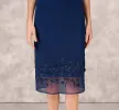 Sleeveless Beaded Organza Hem Halter Midi Dress In Navy sold by Adrianna Papell
