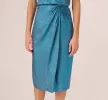 Foil Blouson Midi Dress With Faux Wrap Skirt In Ocean Dream sold by Adrianna Papell