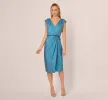Foil Blouson Midi Dress With Faux Wrap Skirt In Ocean Dream sold by Adrianna Papell