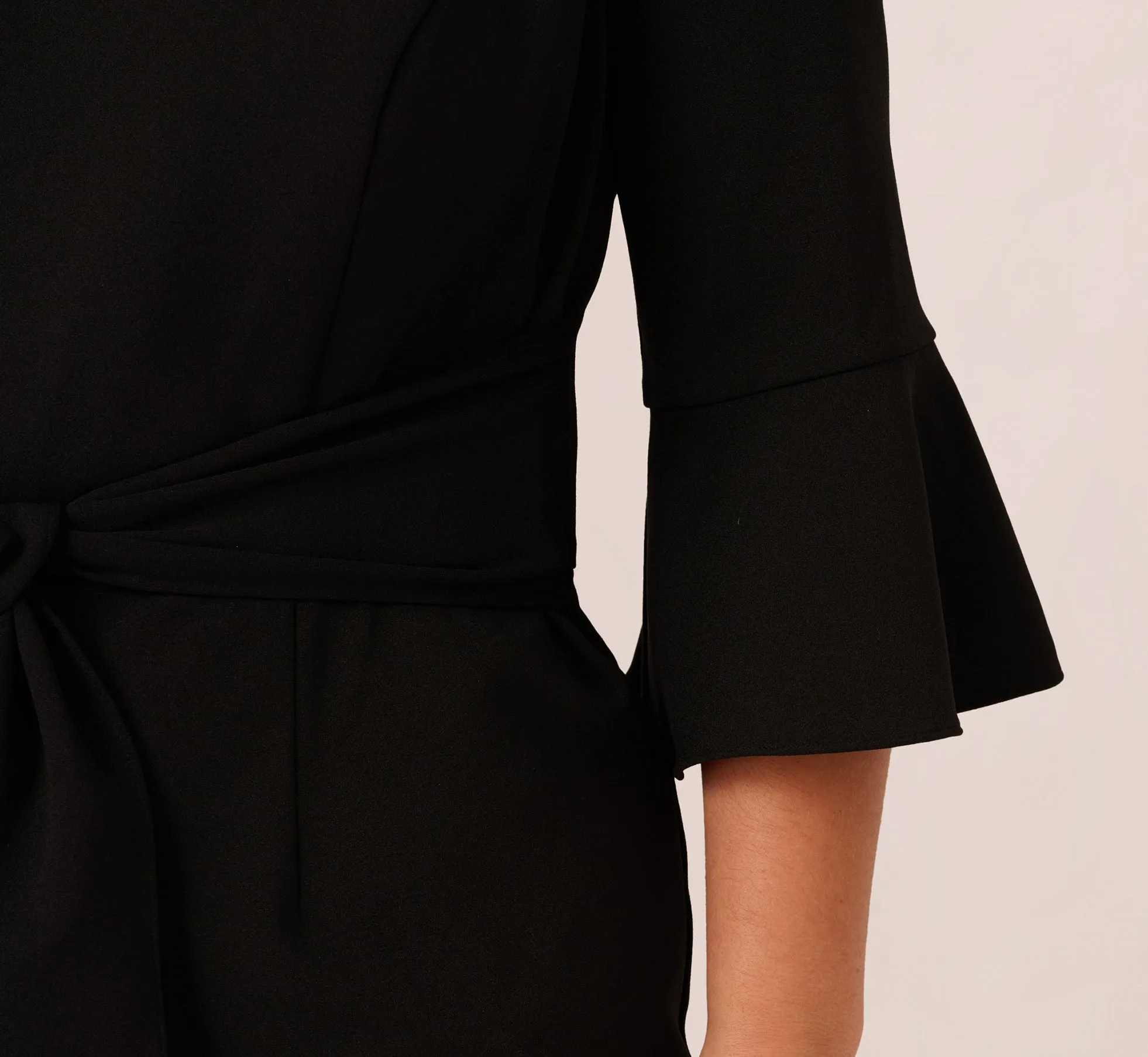 Plus Size Knit Crepe Wide Leg Jumpsuit With Bell Sleeves In Black sold by Adrianna Papell product image thumbnail 4