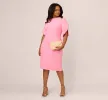 Plus Size Crepe Midi Length Sheath Dress With Pearl Trimmed Sleeves In Cherry Blossom sold by Adrianna Papell