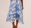 Sleeveless Floral Organza High Low Dress In Blush Blue Multi sold by Adrianna Papell
