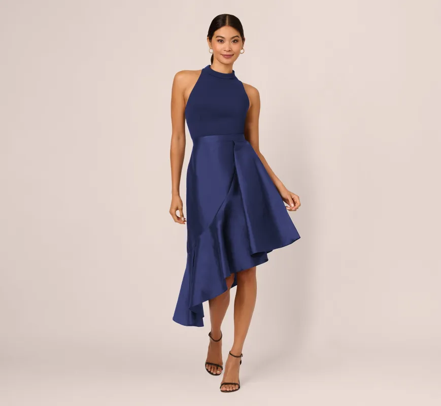 Crepe Combo Taffeta Dress In Light Navy sold by Adrianna Papell