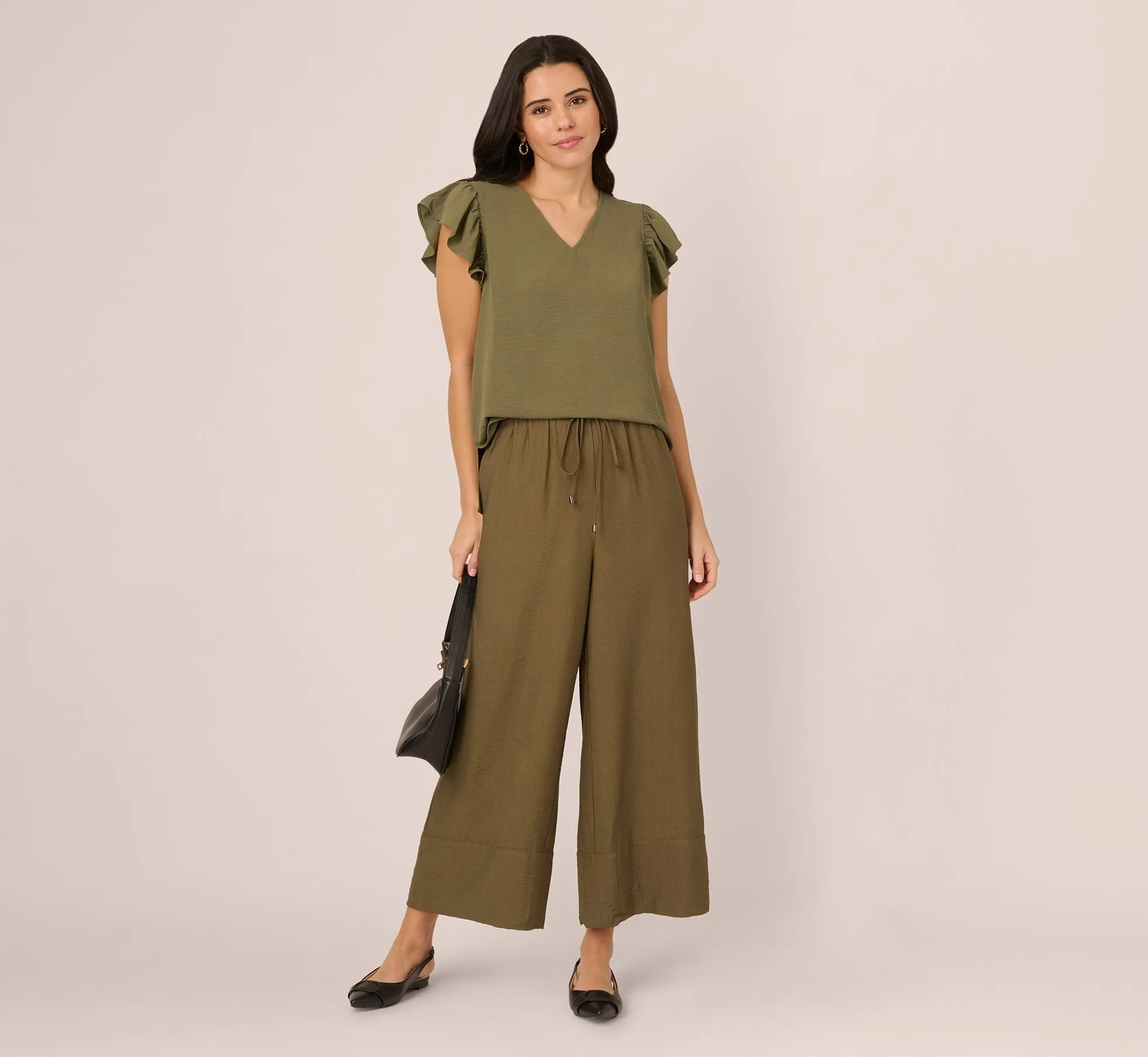 Wide Leg Drawstring Pant In New Green sold by Adrianna Papell product image thumbnail 2
