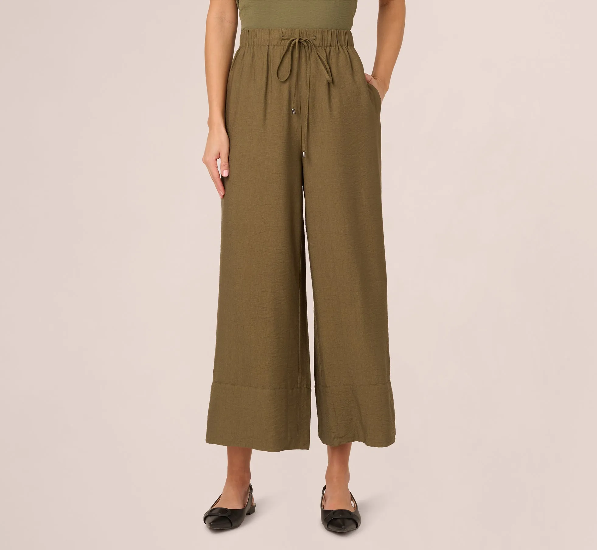 Wide Leg Drawstring Pant In New Green sold by Adrianna Papell