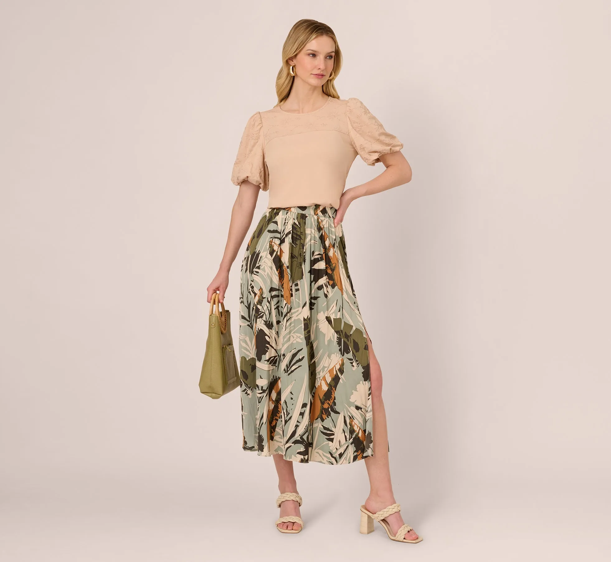 Bubble Sleeve Embroidered Top In Champagne Blush sold by Adrianna Papell product image thumbnail 2