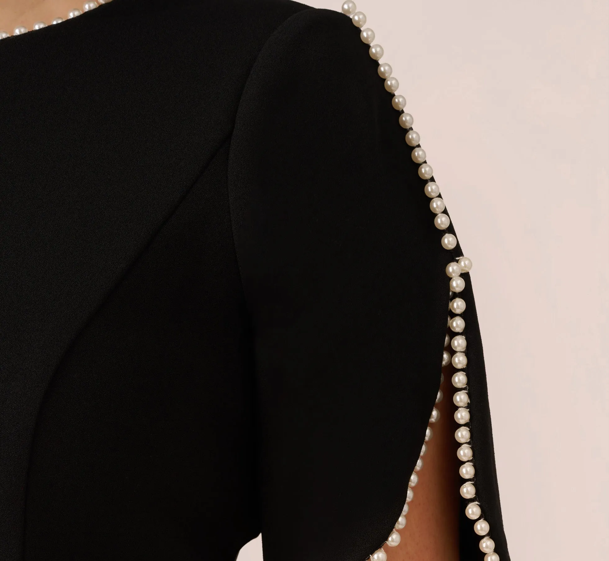 Plus Size Crepe Midi Length Sheath Dress With Pearly Trim In Black sold by Adrianna Papell product image thumbnail 4