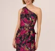 One Shoulder Jacquard Dress In Navy Pink sold by Adrianna Papell